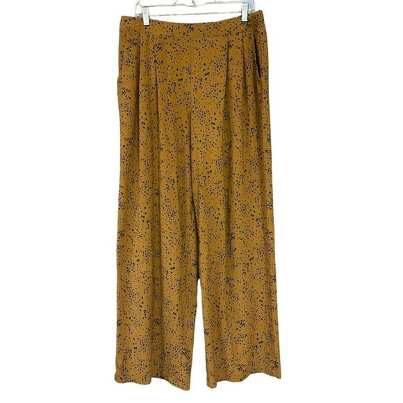 Garnet Hill Pants - Garnet Hill Brown Leopard Print Wide-Leg Comfort Trouser Pants‎ Womens L